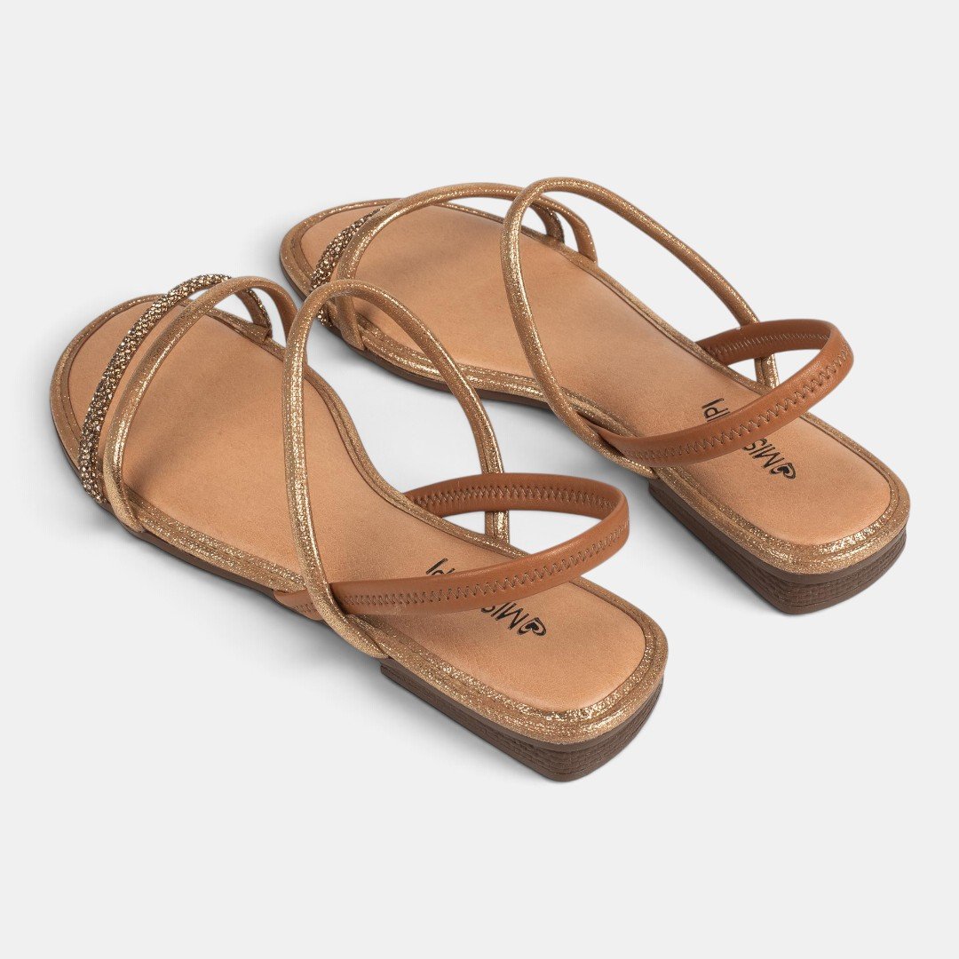 Sandália Rasteira Mississipi Caramelo com Bronze Camel 3