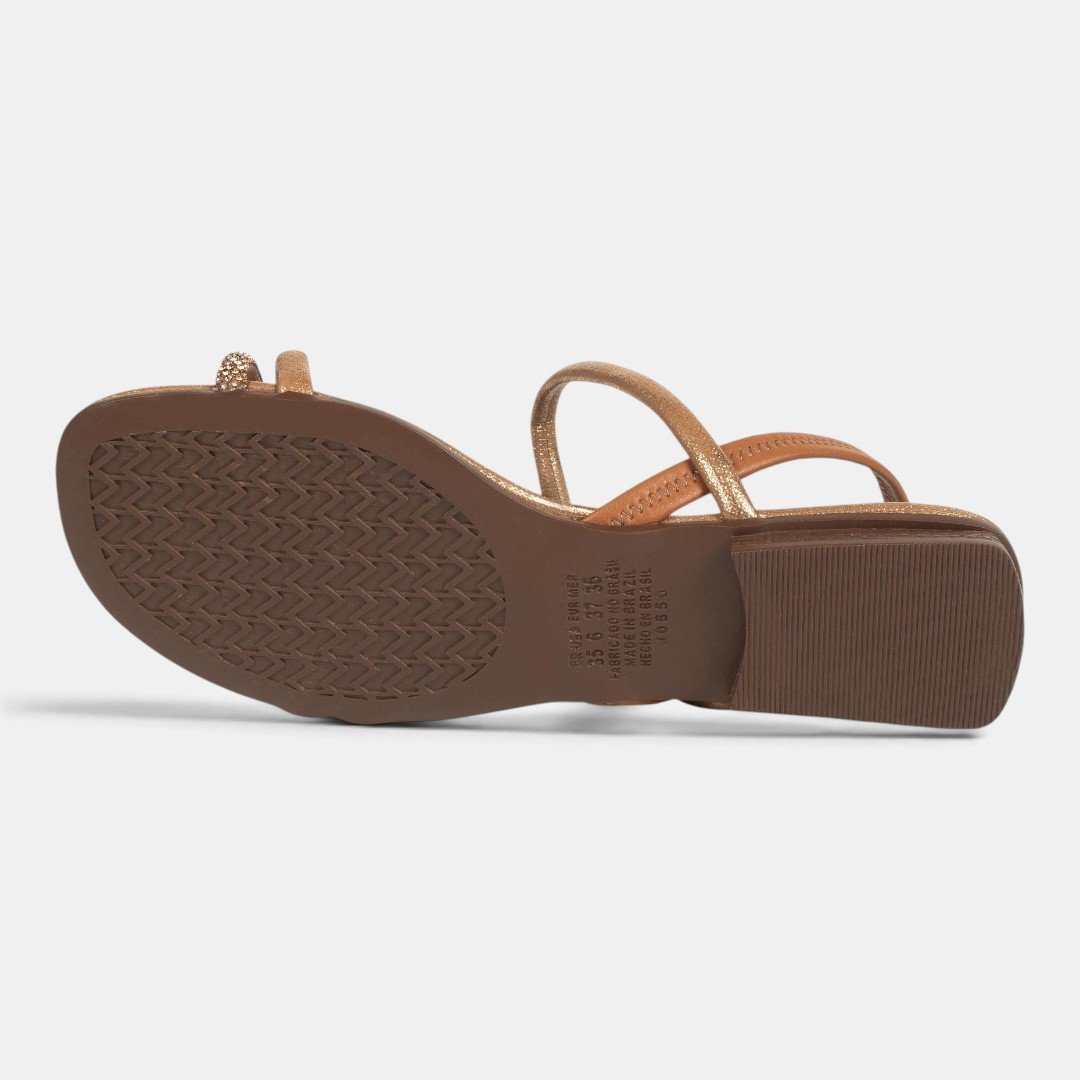 Sandália Rasteira Mississipi Caramelo com Bronze Camel 4