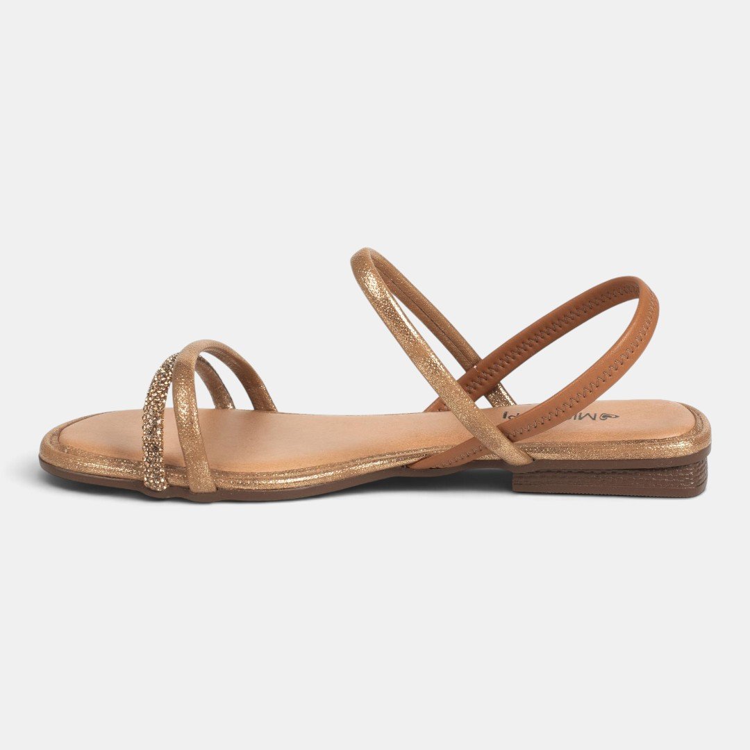 Sandália Rasteira Mississipi Caramelo com Bronze Camel 5