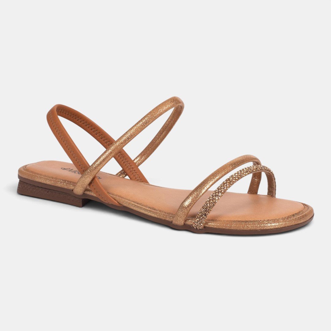 Sandália Rasteira Mississipi Caramelo com Bronze Camel