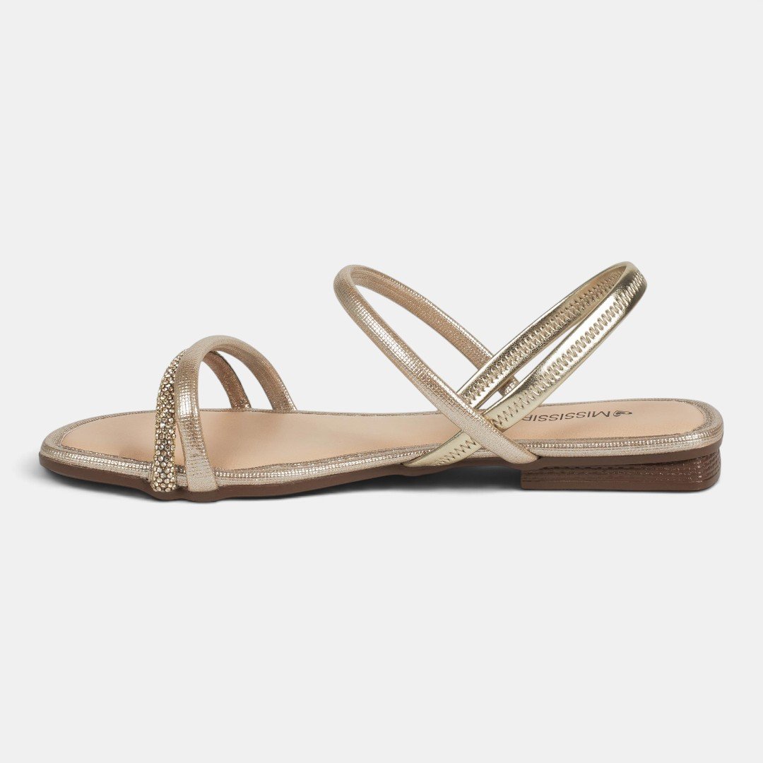 Sandália Rasteira Mississipi Dourada Dourado 6