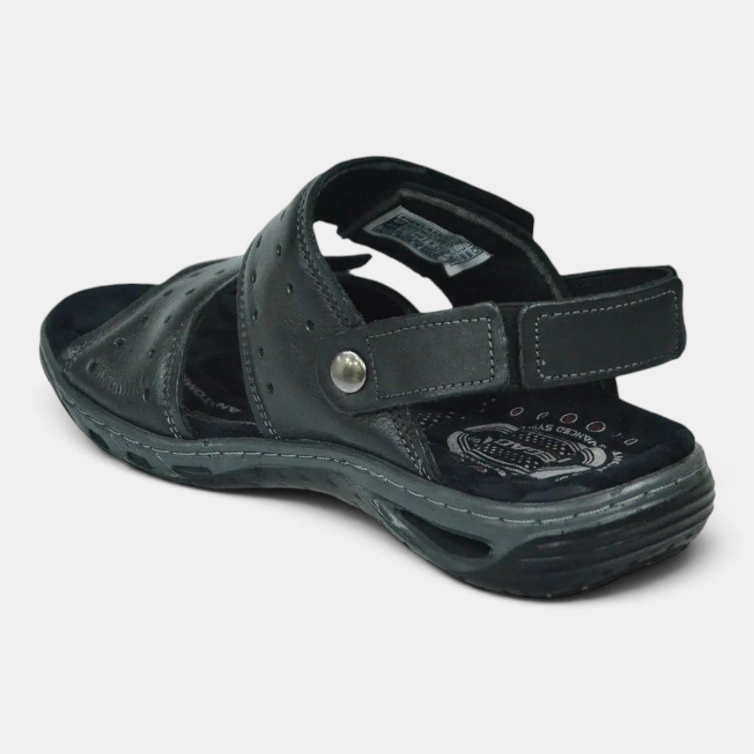 Sandália Pegada Masculina Em Couro Preto Preto 3