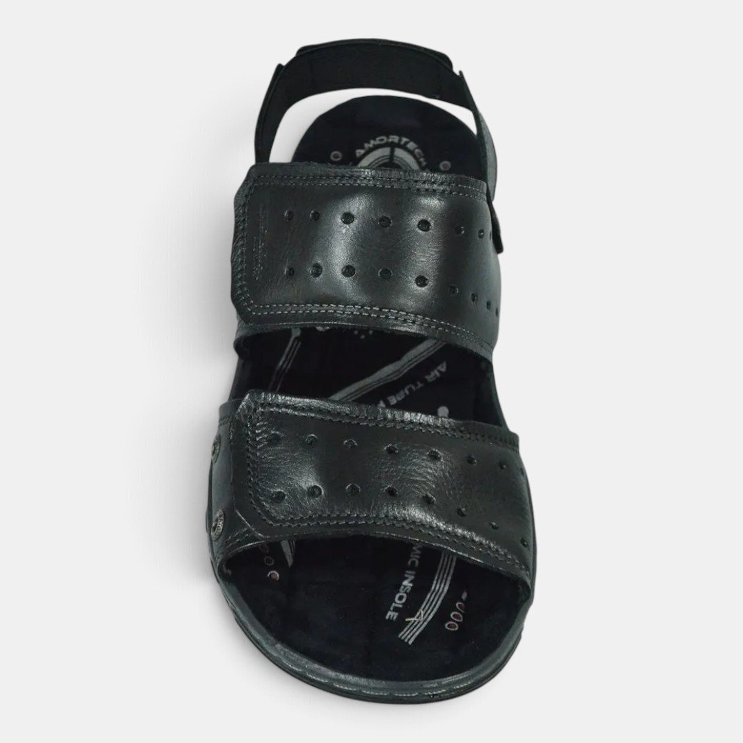 Sandália Pegada Masculina Em Couro Preto Preto 4