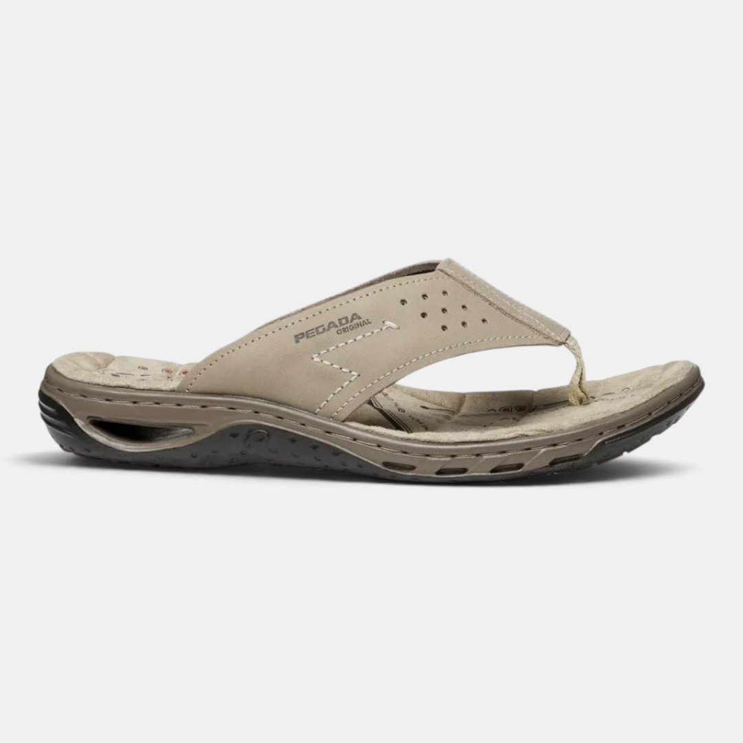 Chinelo Pegada Masculino Couro Bege