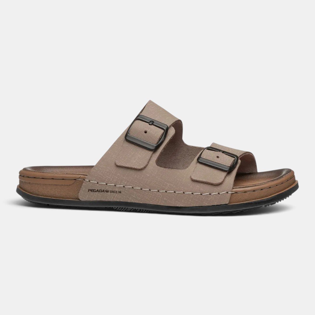 Chinelo Pegada Masculino Em Couro Areia