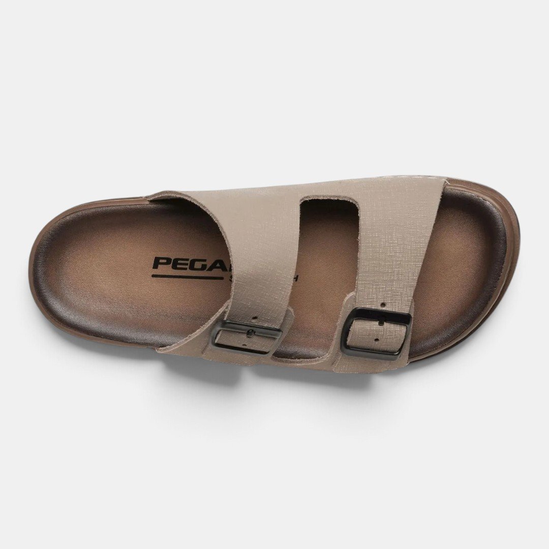 Chinelo Pegada Masculino Em Couro Areia Bege 5