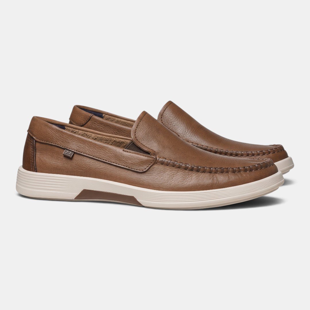 Mocassim Pegada Masculino Couro Marrom Pinhão 3