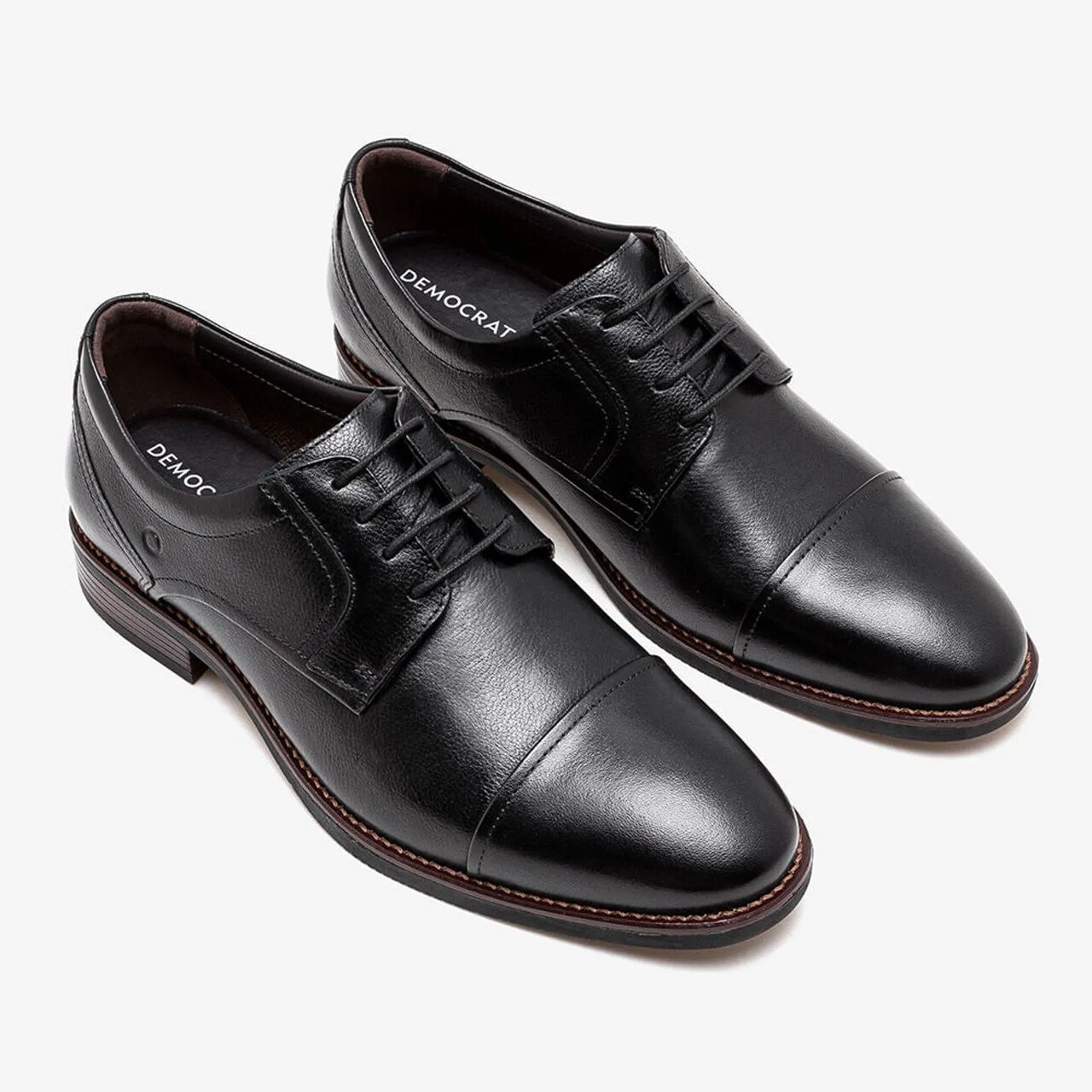 Sapato Social Democrata Masculino Em Couro Preto Preto 2