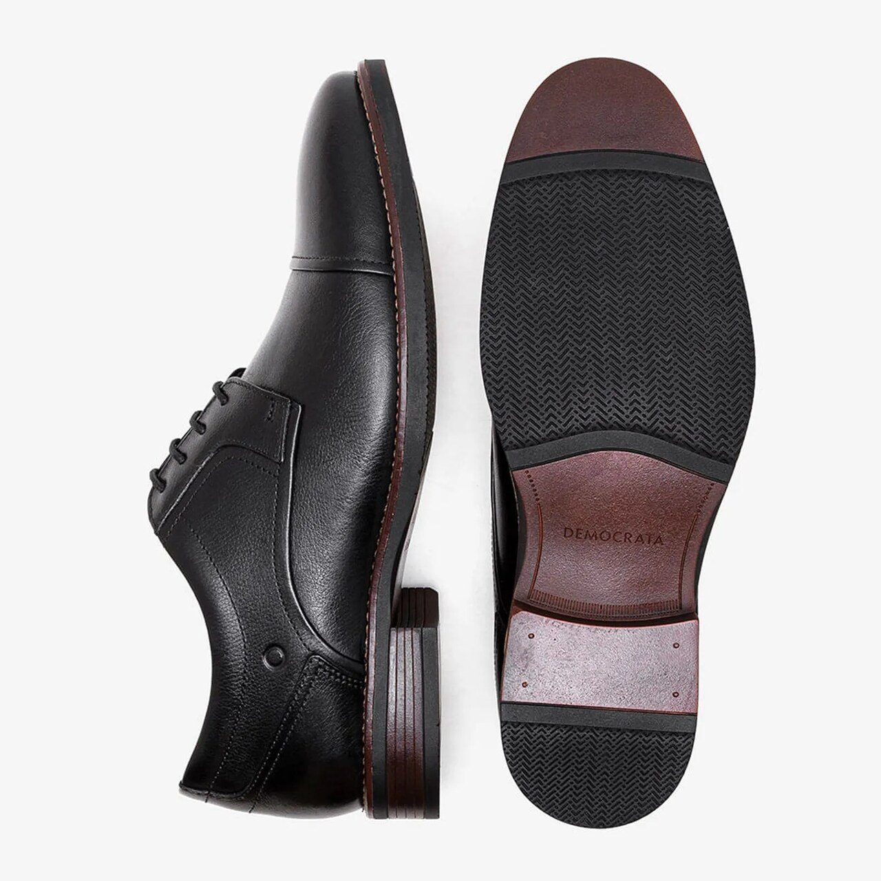Sapato Social Democrata Masculino Em Couro Preto Preto 4