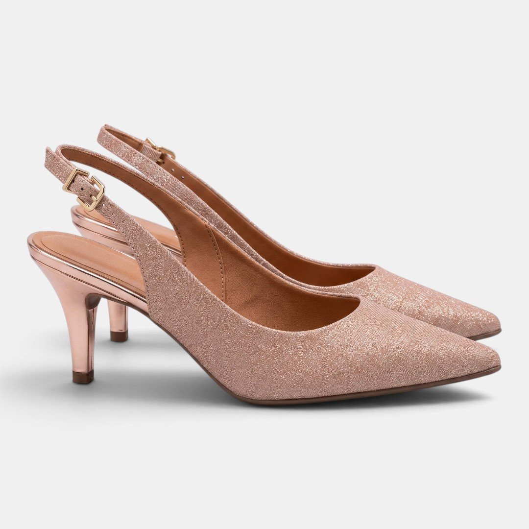 Scarpin Vizzano Slingback Shine Ouro Rosado Ouro Rosado 3