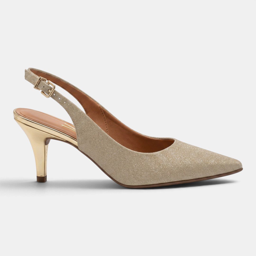 Scarpin Vizzano Slingback Shine Dourado