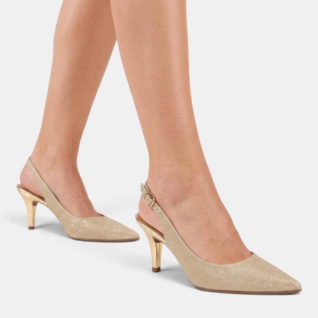 Scarpin Vizzano Slingback Shine Dourado Dourado 2
