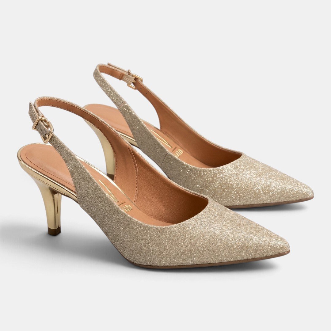 Scarpin Vizzano Slingback Shine Dourado Dourado 3