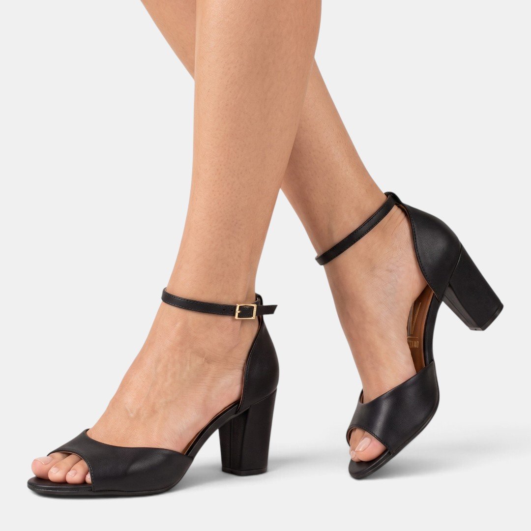 Sandália Vizzano Salto Bloco Preta Preto 2