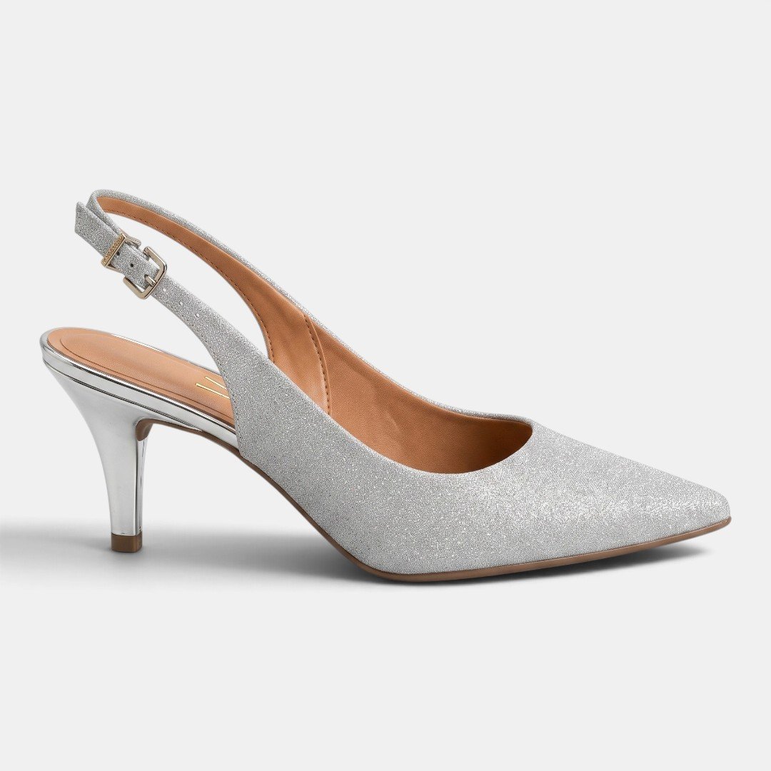 Scarpin Vizzano Slingback Shine Prata