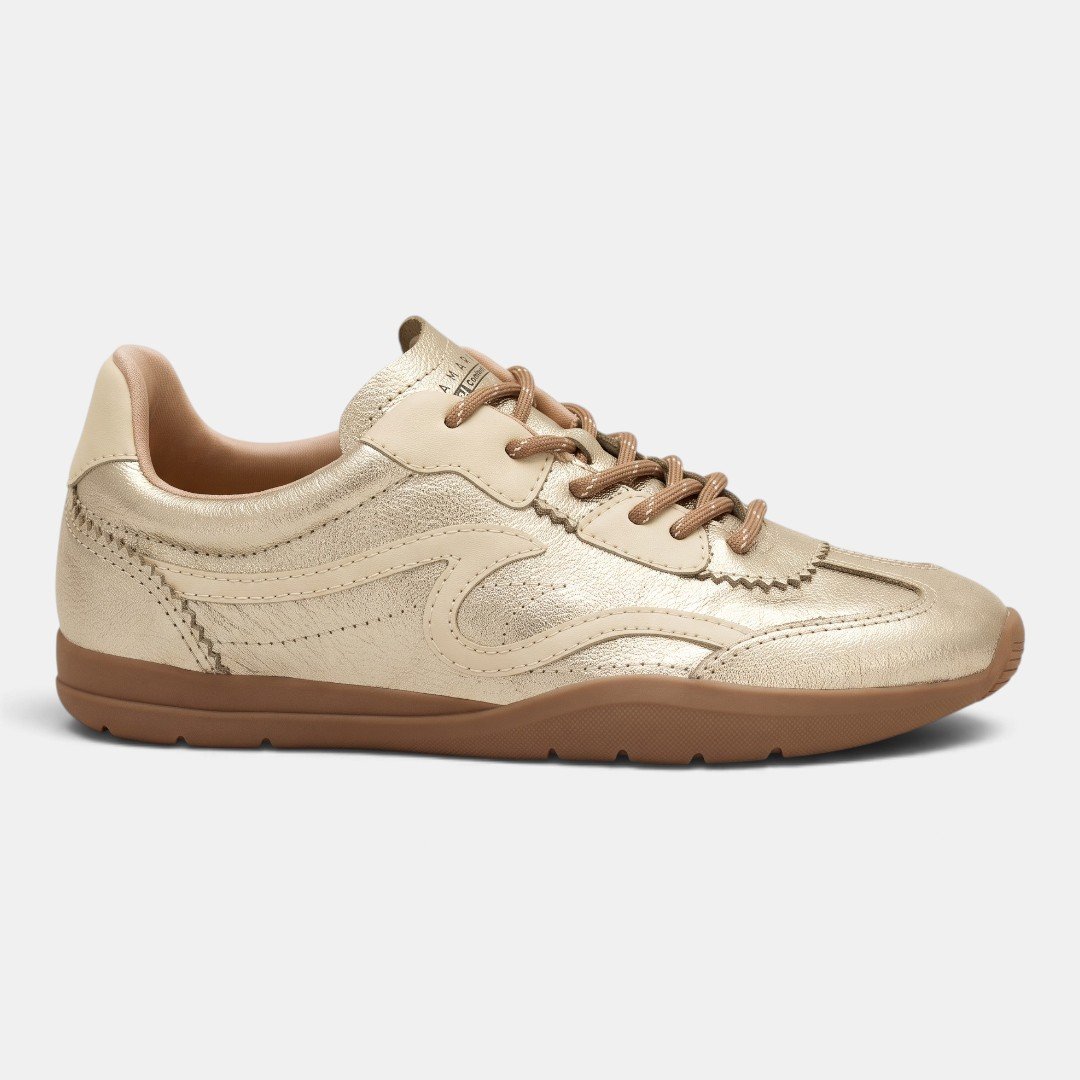 Tênis Ramarim Total Comfort Em Couro Dourado