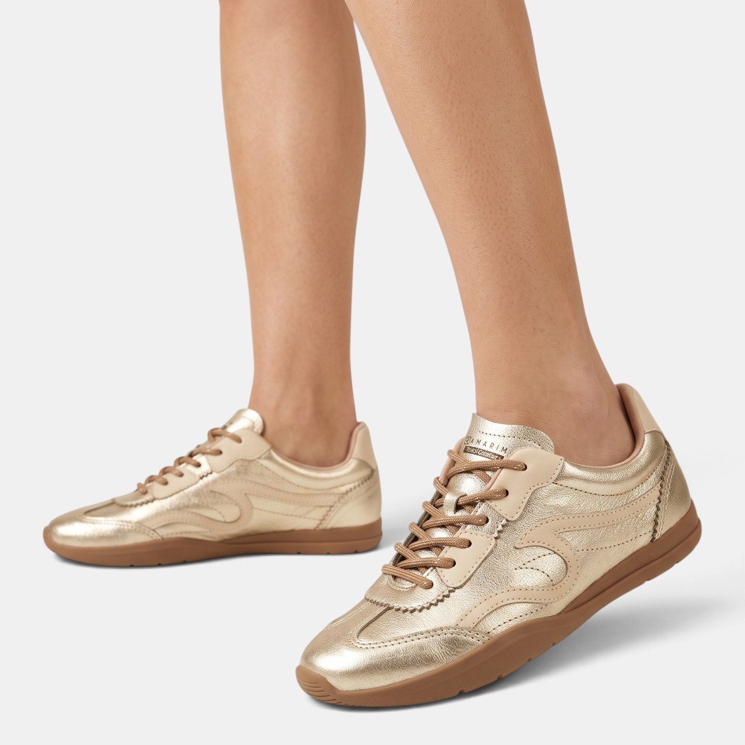 Tênis Ramarim Total Comfort Em Couro Dourado Ouro Light 2