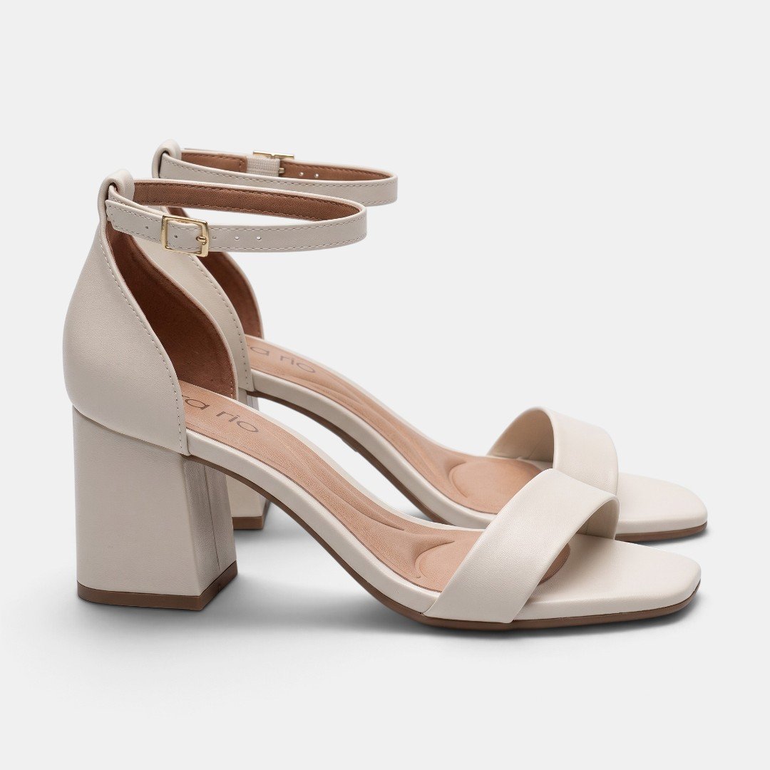 Sandália Off White Beira Rio Salto Bloco Branco 3