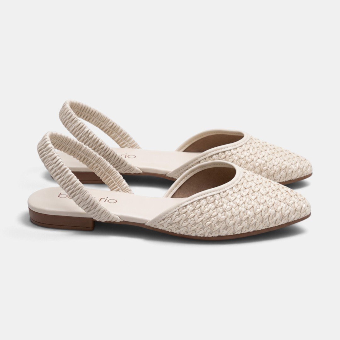 Sapatilha Slingback Off White Beira Rio Tramado Branco 3