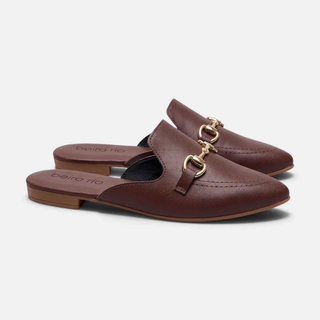 Mule Marrom Beira Rio Com Detalhe Metalizado Chocolate 3