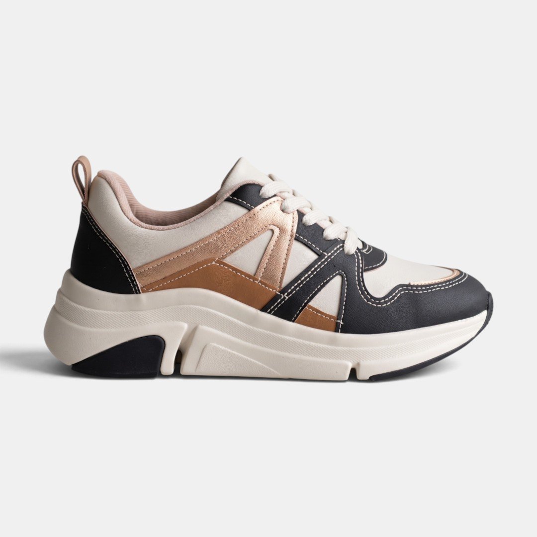 Tênis Modare Casual Feminino Off White com Preto