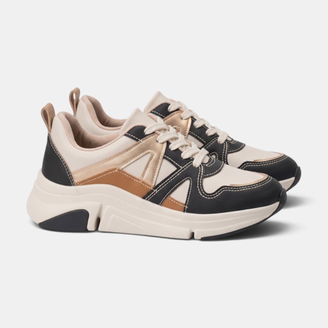 Tênis Modare Casual Feminino Off White com Preto Branco 3