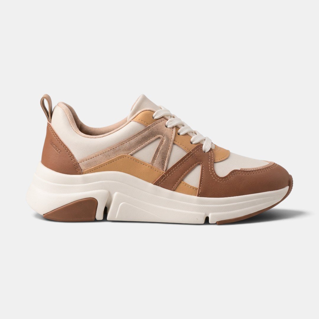 Tênis Modare Casual Feminino Off White com Marrom