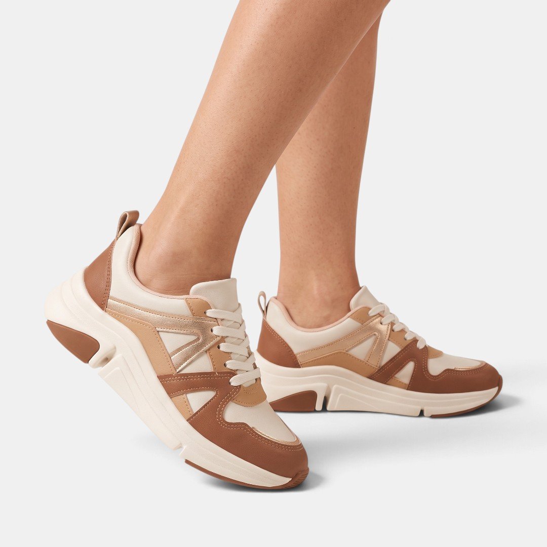 Tênis Modare Casual Feminino Off White com Marrom Branco 3