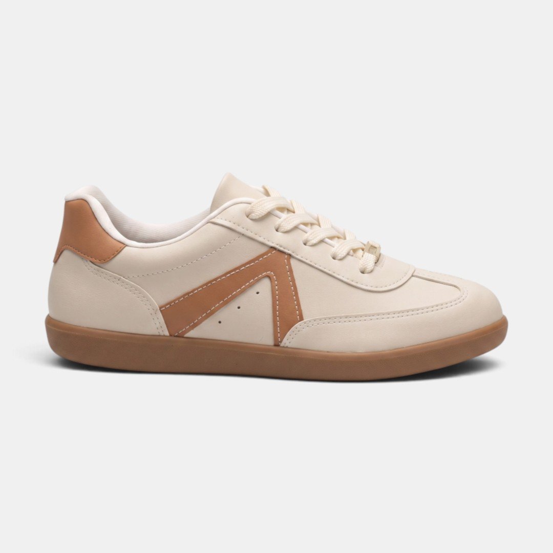 Tênis Vizzano Casual Retrô Feminino Off White com Caramelo