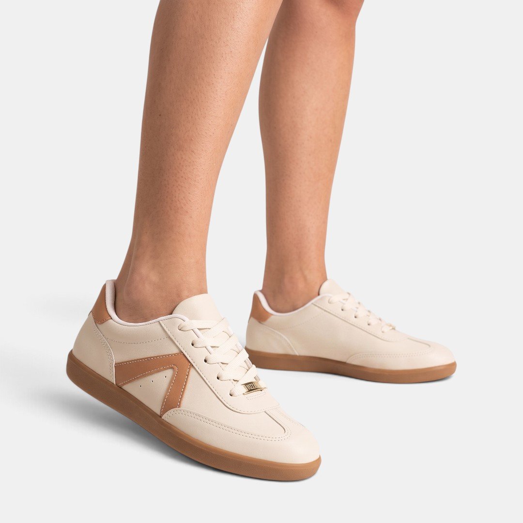 Tênis Vizzano Casual Retrô Feminino Off White com Caramelo Branco 2