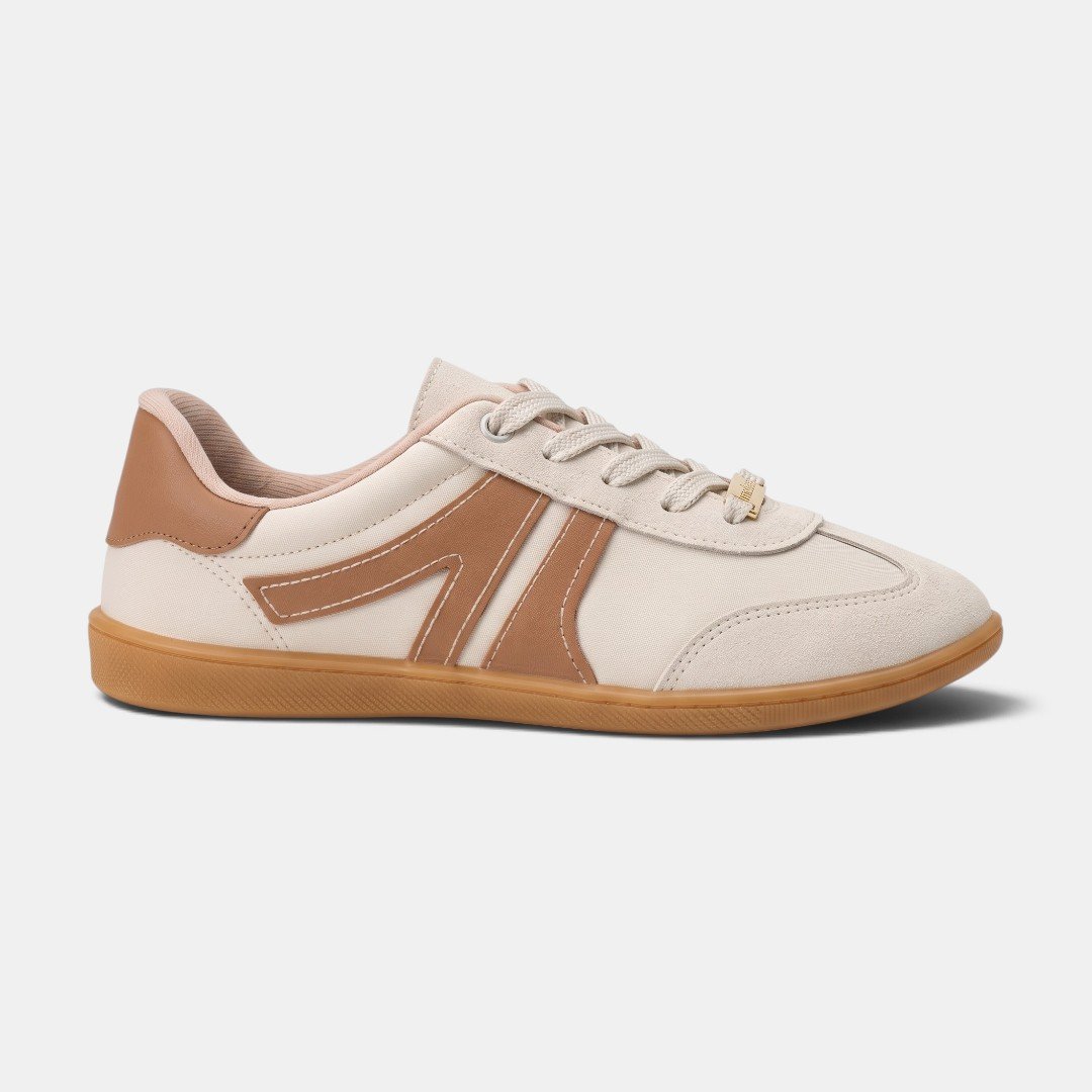 Tênis Moleca Casual Feminino Off White com Caramelo