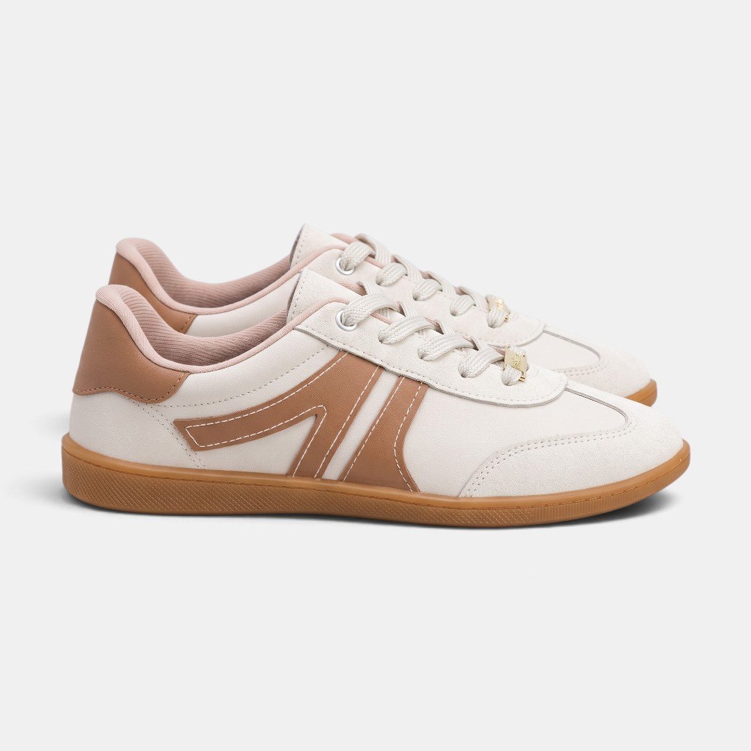 Tênis Moleca Casual Feminino Off White com Caramelo Branco 3