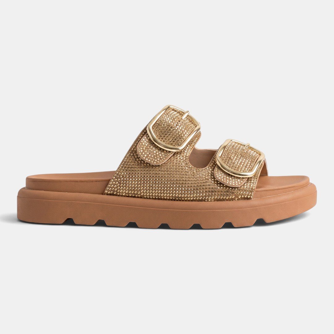 Papete Vizzano Flatform Com Maxi Fivelas Caramelo com Dourado Camel 1