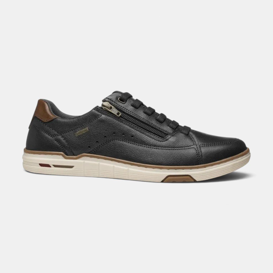 Tênis Pegada Casual Masculino Em Couro Preto