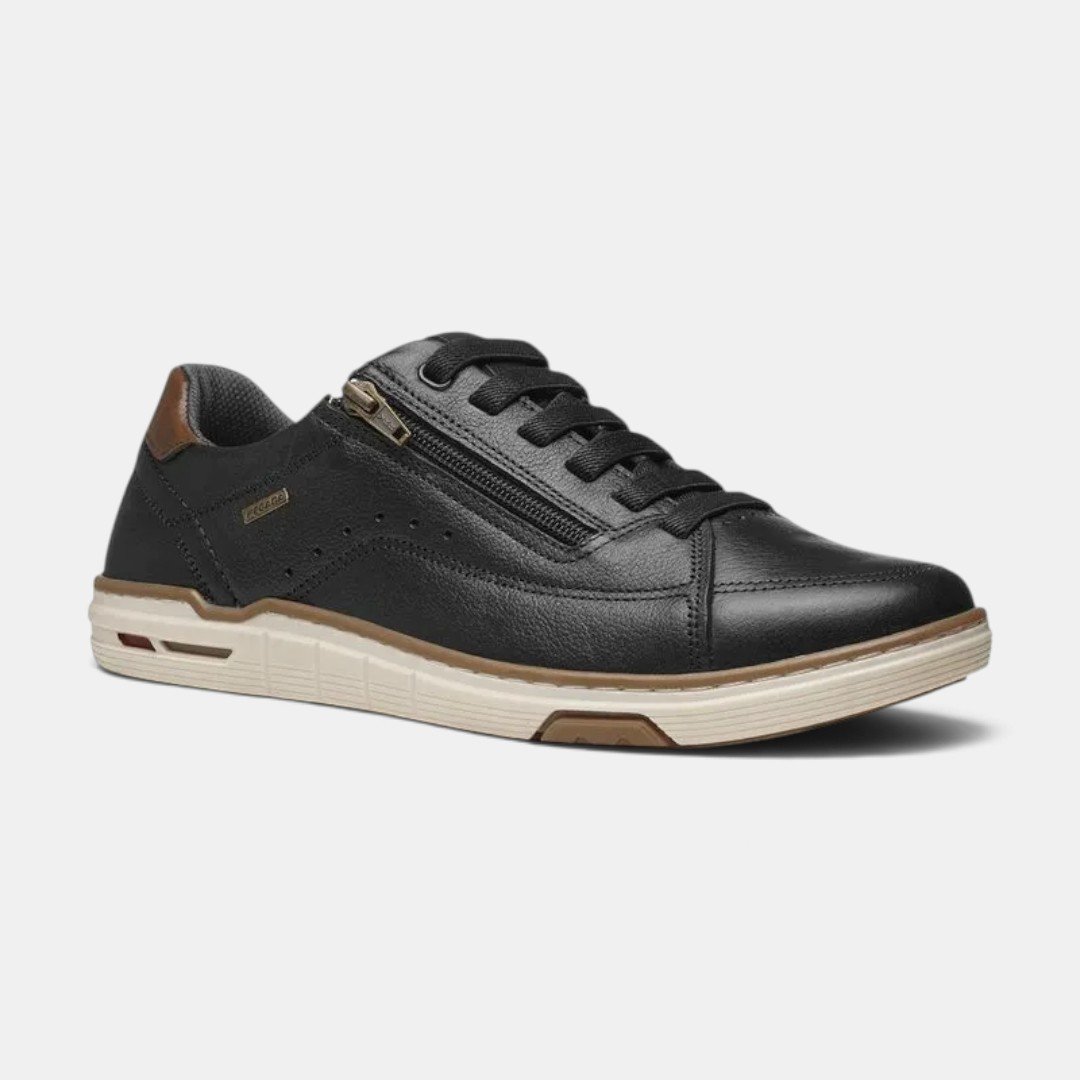 Tênis Pegada Casual Masculino Em Couro Preto Preto 2