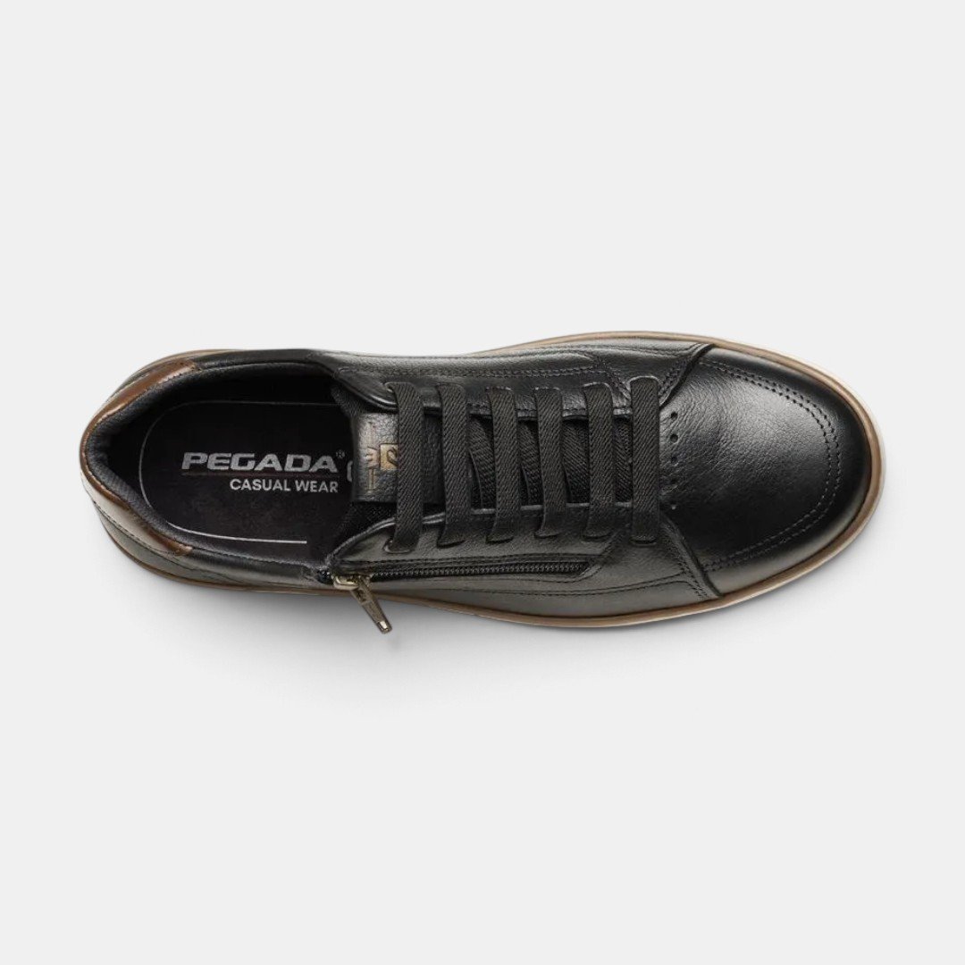Tênis Pegada Casual Masculino Em Couro Preto Preto 5