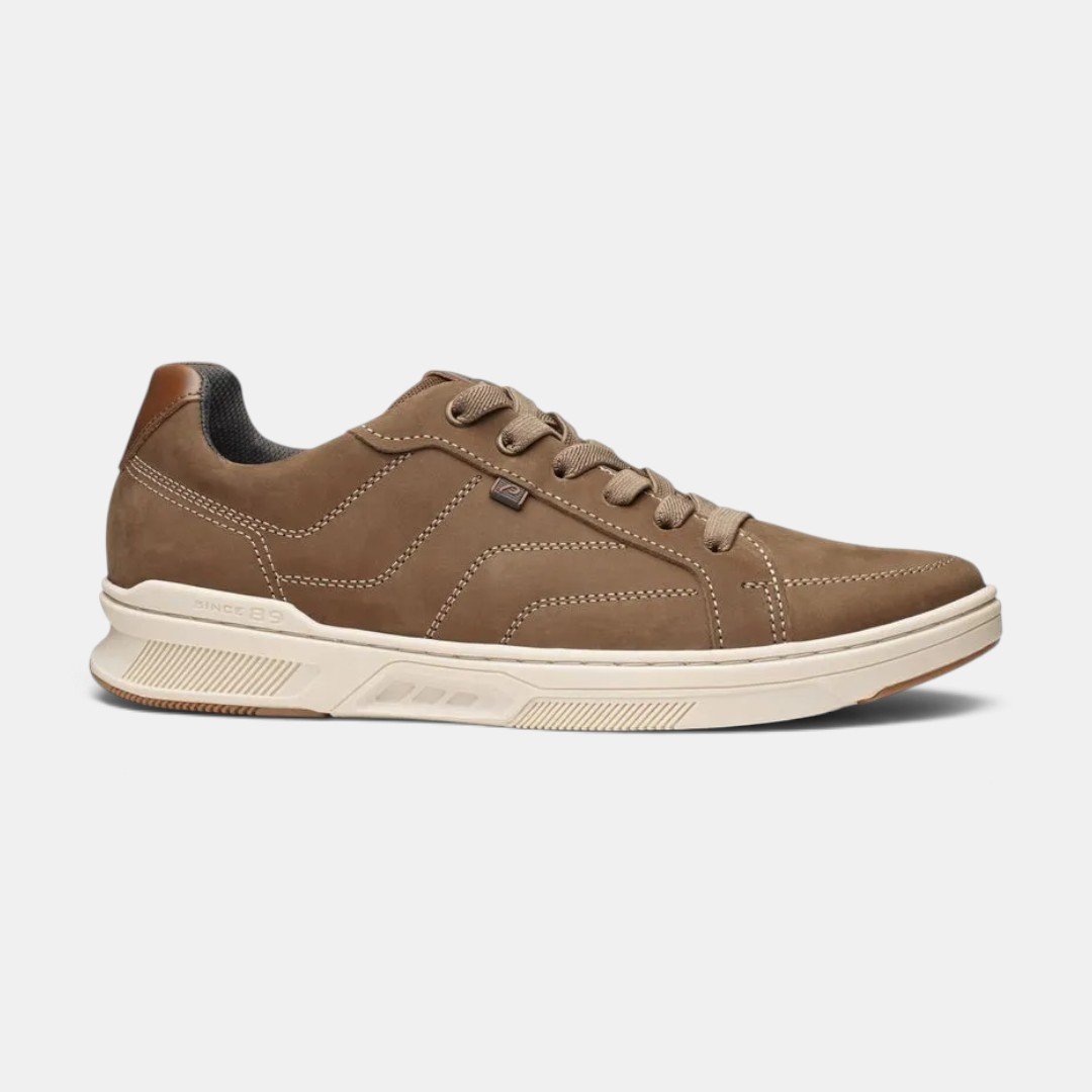 Tênis Pegada Casual Masculino Em Couro Caramelo