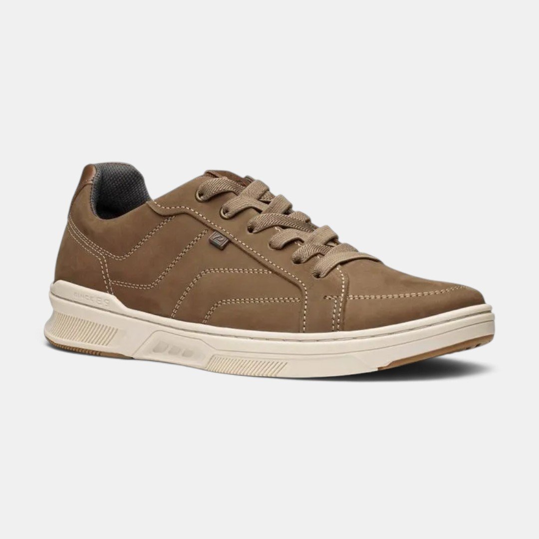 Tênis Pegada Casual Masculino Em Couro Caramelo Mascavo 2