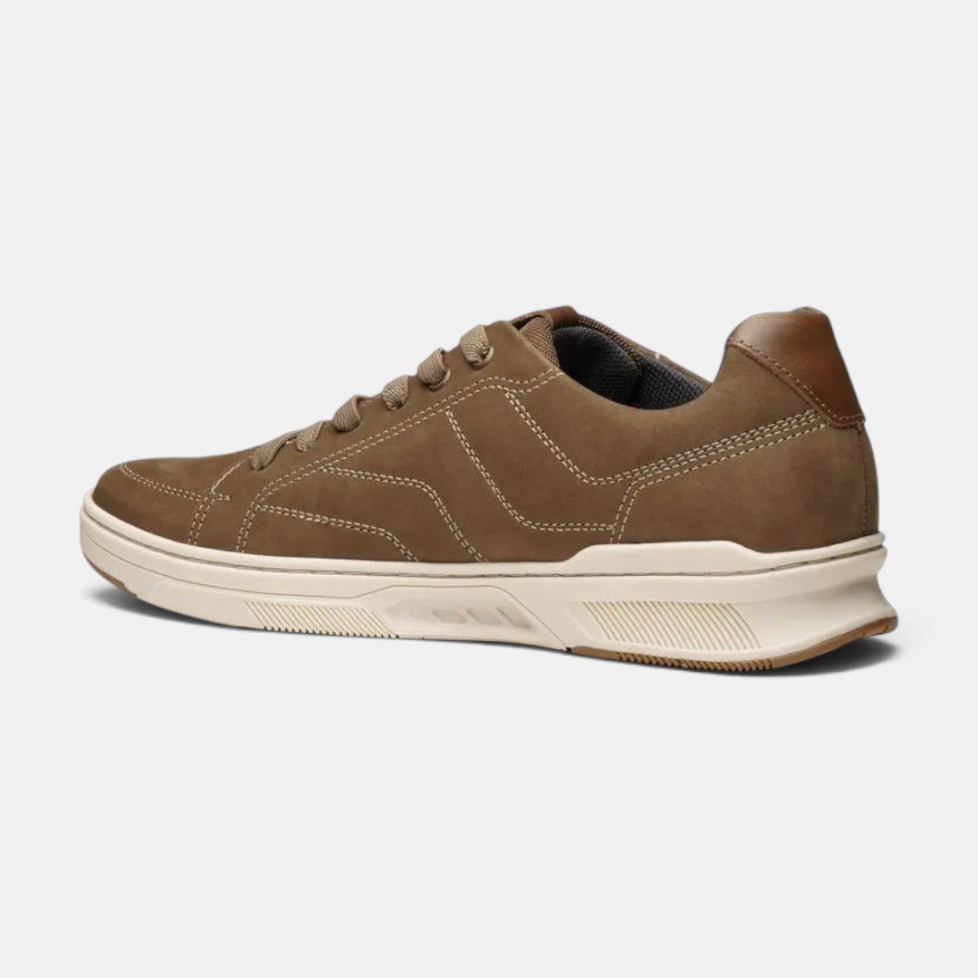 Tênis Pegada Casual Masculino Em Couro Caramelo Mascavo 3