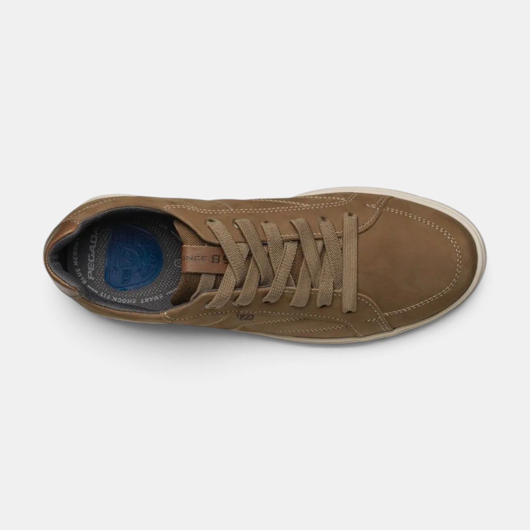 Tênis Pegada Casual Masculino Em Couro Caramelo Mascavo 5
