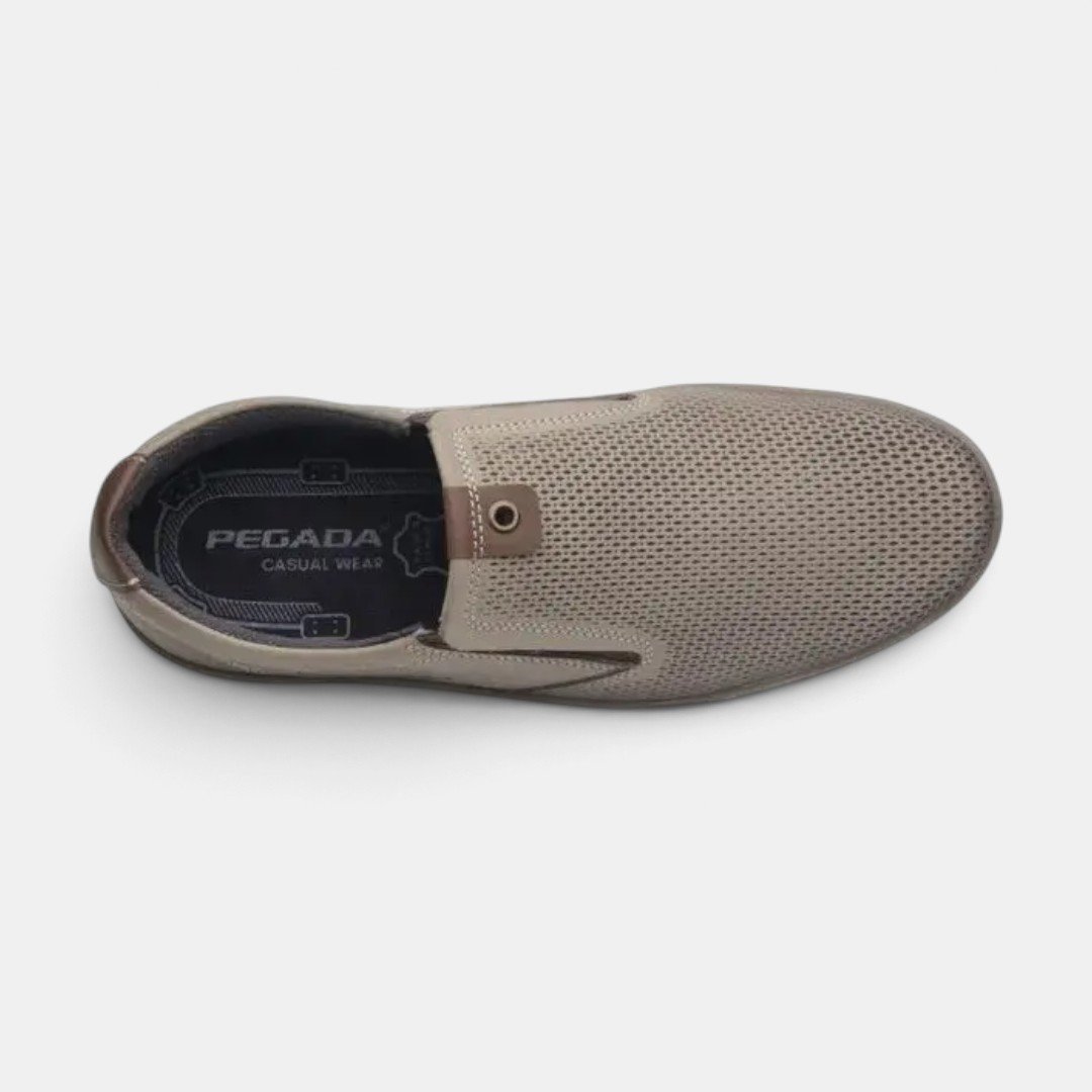 Sapatênis Bege Pegada Masculino Em Couro Slip On Bege 3