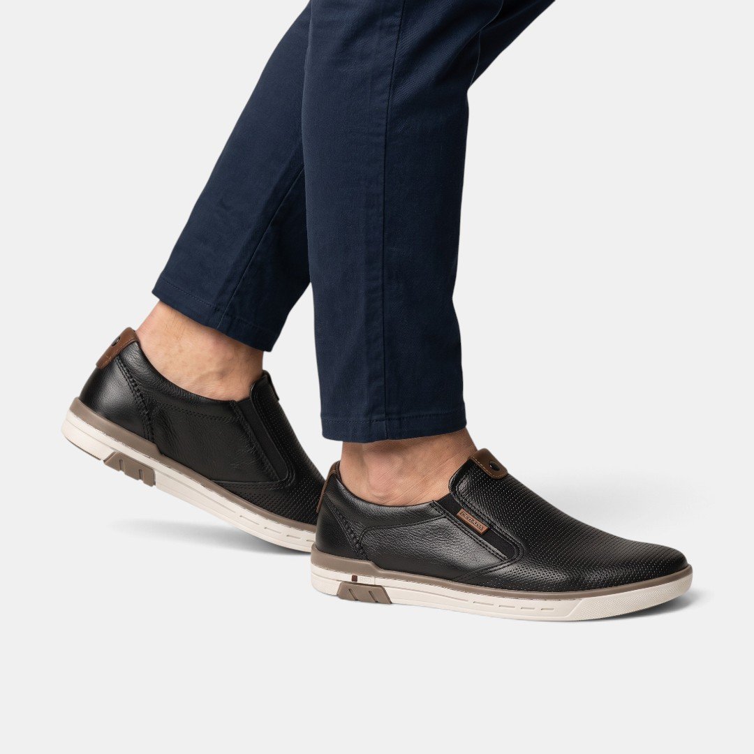 Sapatênis Preto Pegada Masculino Em Couro Slip On Preto 2