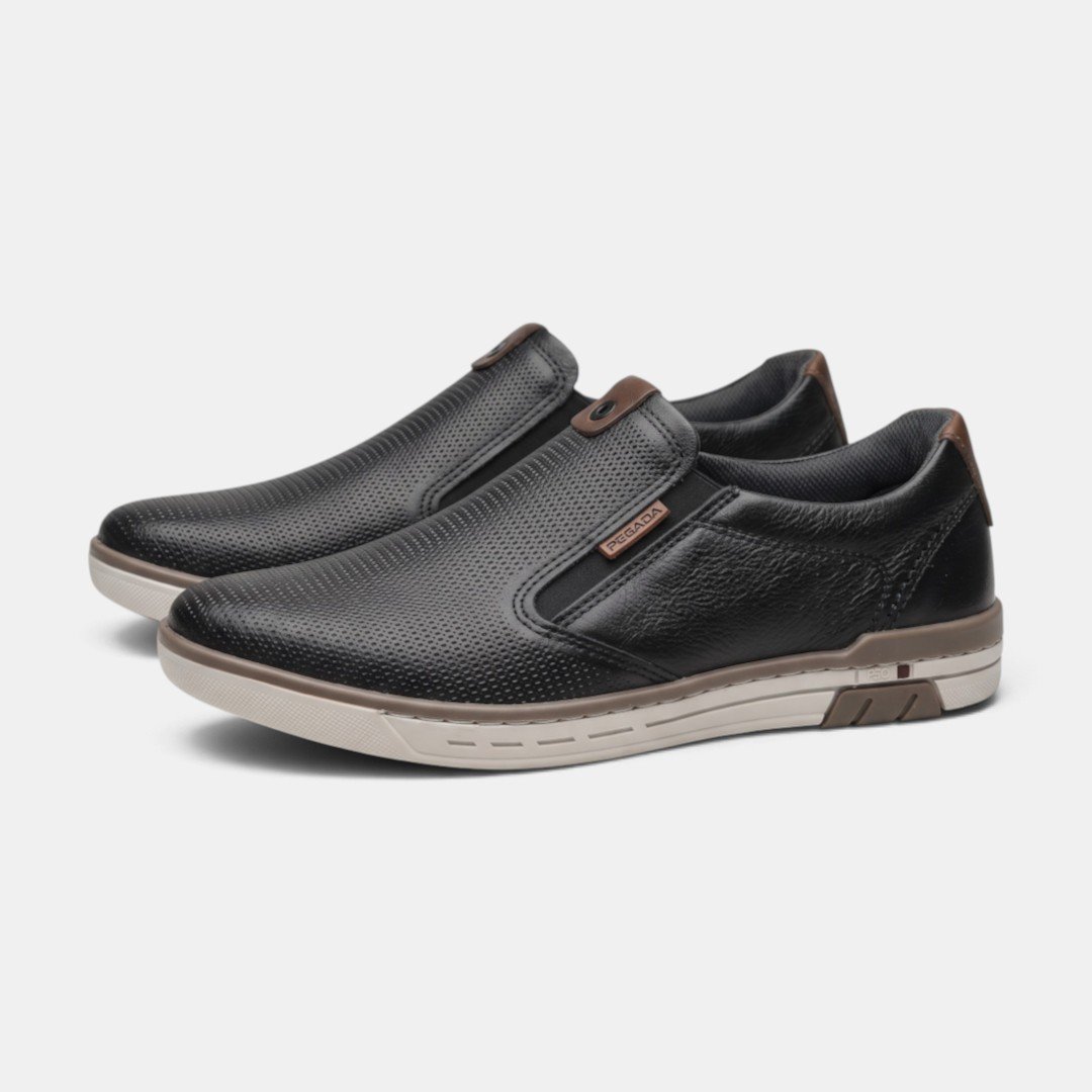 Sapatênis Preto Pegada Masculino Em Couro Slip On Preto 3