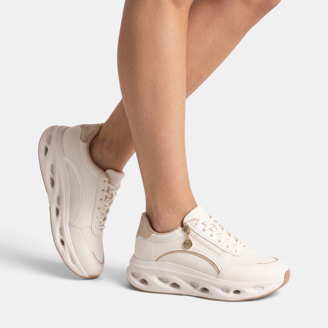 Tênis Modare Feminino Plataforma Com Zíper Branco Branco 2