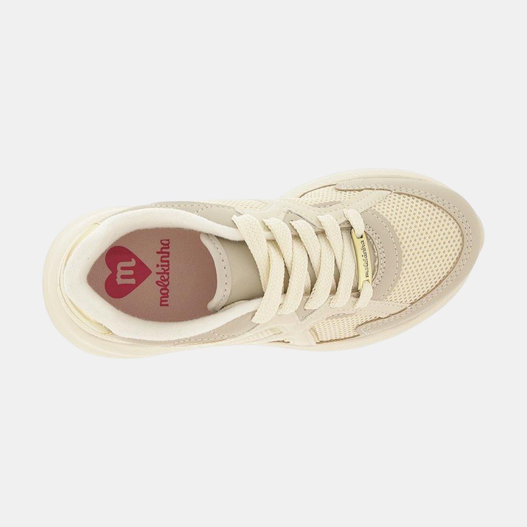 Tênis Molekinha Infantil Casual Chunky Off White Branco 5