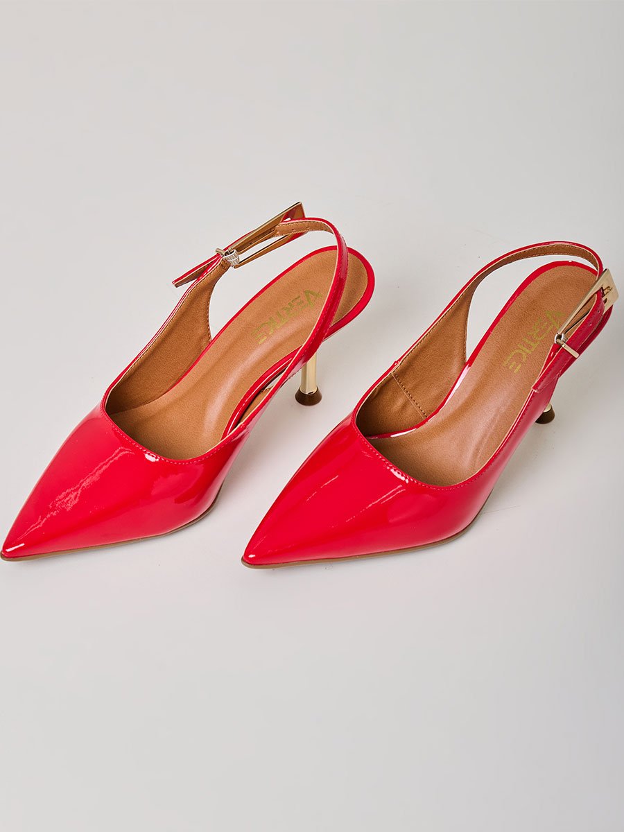 Scarpin Salto Fino Aberto Vermelho Vermelho 2