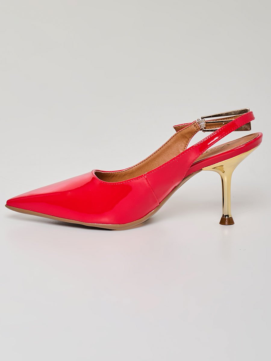 Scarpin Salto Fino Aberto Vermelho Vermelho 4