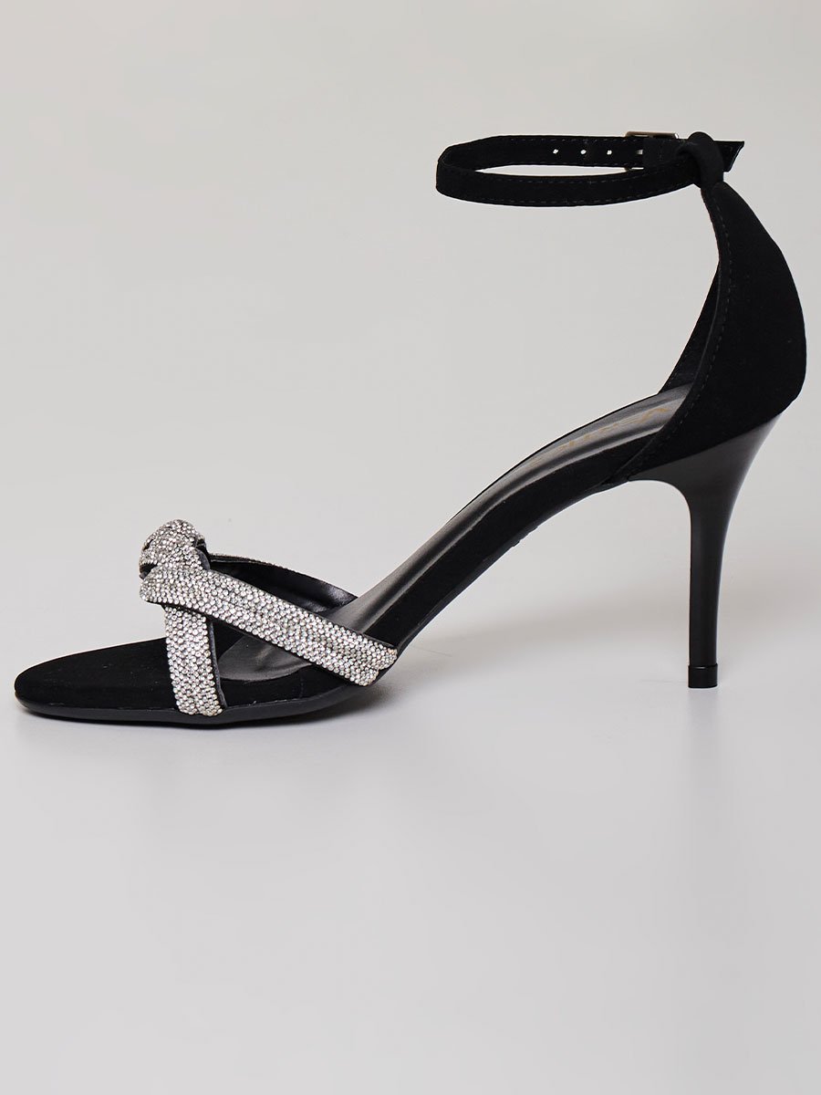 Sandália Pedras Cristais Preto Preto 4