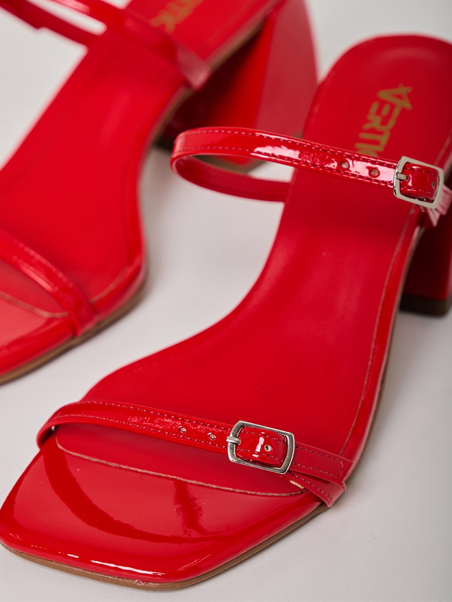 Mule Duas Tiras Vermelho Vermelho 4