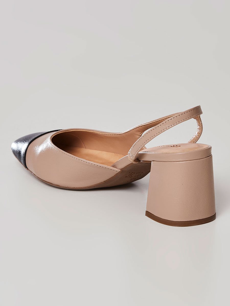 Scarpin Slingback Amendoa Bege 5